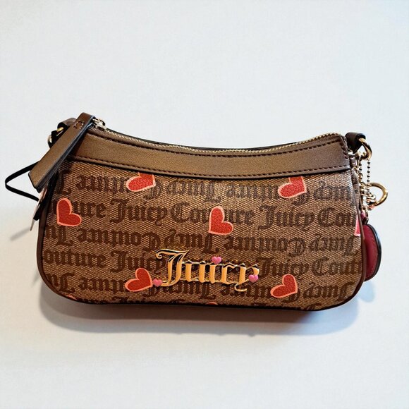 Juicy Couture I Heart Juicy Shoulder Bag Brown/Pink/Red NWT ( See Disc/Photos) - Picture 1 of 10